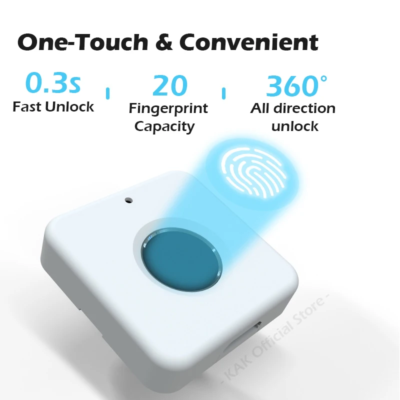 KAK Biometric Fingerprint Lock White Anti-theft Smart Drawer Lock 30x30mm Keyless Fingerprint Security Furniture Door Lock