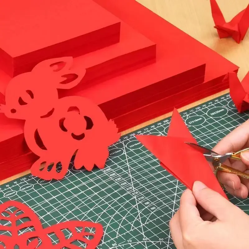 Chinese Red Xuan Paper Handmade Paper-cut Manuscript Window Papier Chinese Style Adult Student Artworks Papel De Arroz Decoupage