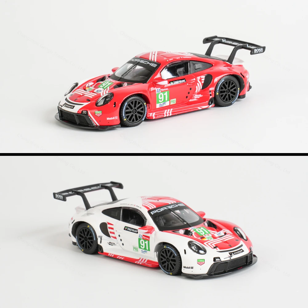 Bburago 1:43 Porsche 911 RSR LM 2020 Static Die Cast Vehicles Collectible Model Racing Car Toys Acrylic Box