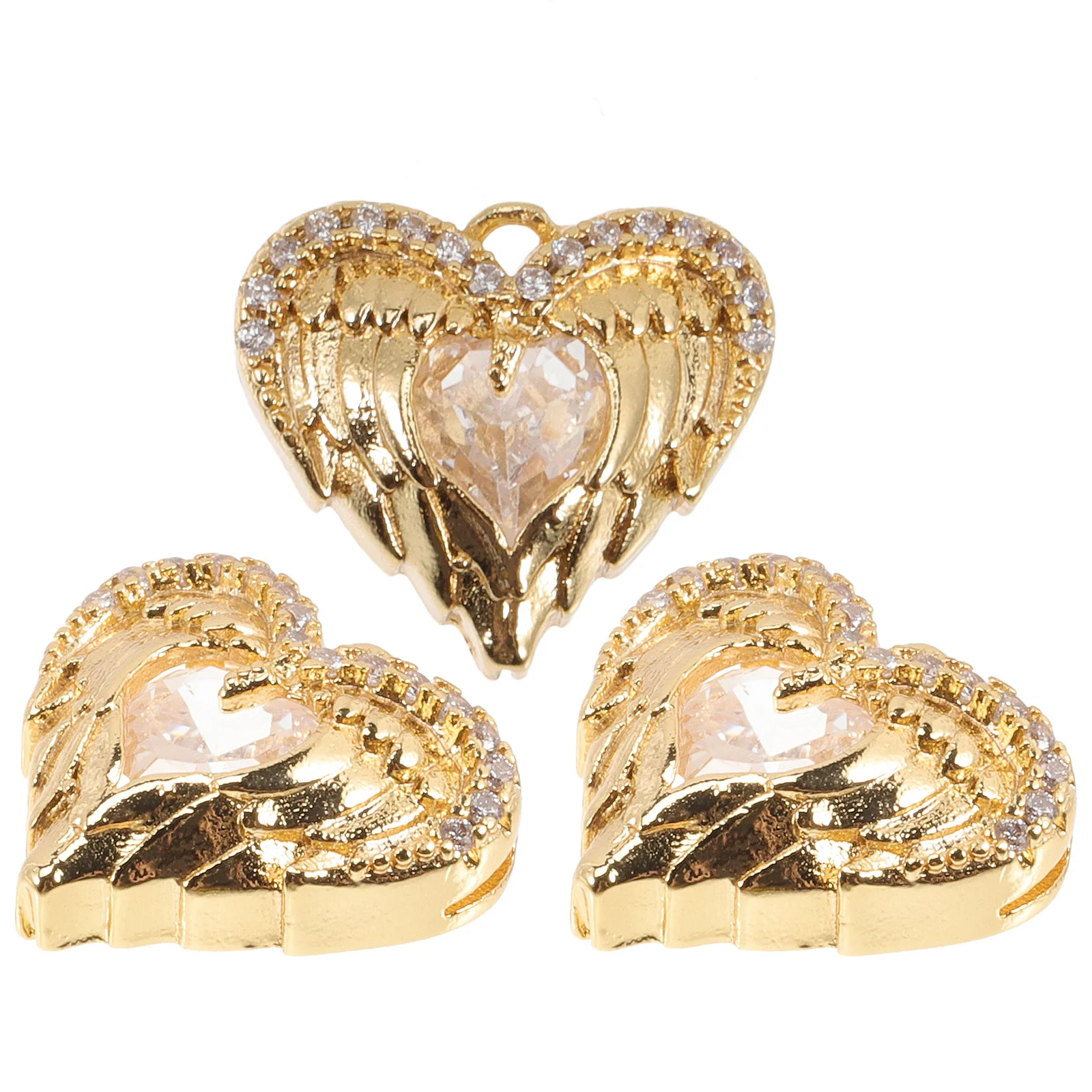 

3 Pcs Heart Shaped Copper Charms for DIY Crafts Jewelry Making Accessories Preserve Color Durable Lovely Design Jewelry Parts