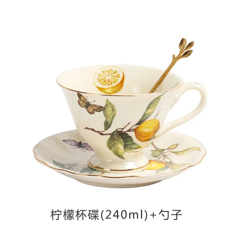 Bone China White Gold Lemon Teapot Coffee Cup Saucer Set Nordic Kitchen Drinkware For Birthday Wedding Coffee Tea Milk Water Mug