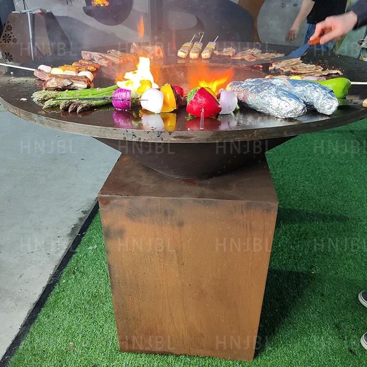 

-Heavy Duty BBQ Brazier Outdoor Table Fire Pit Garden Corten Barbeque Charcoal Grill