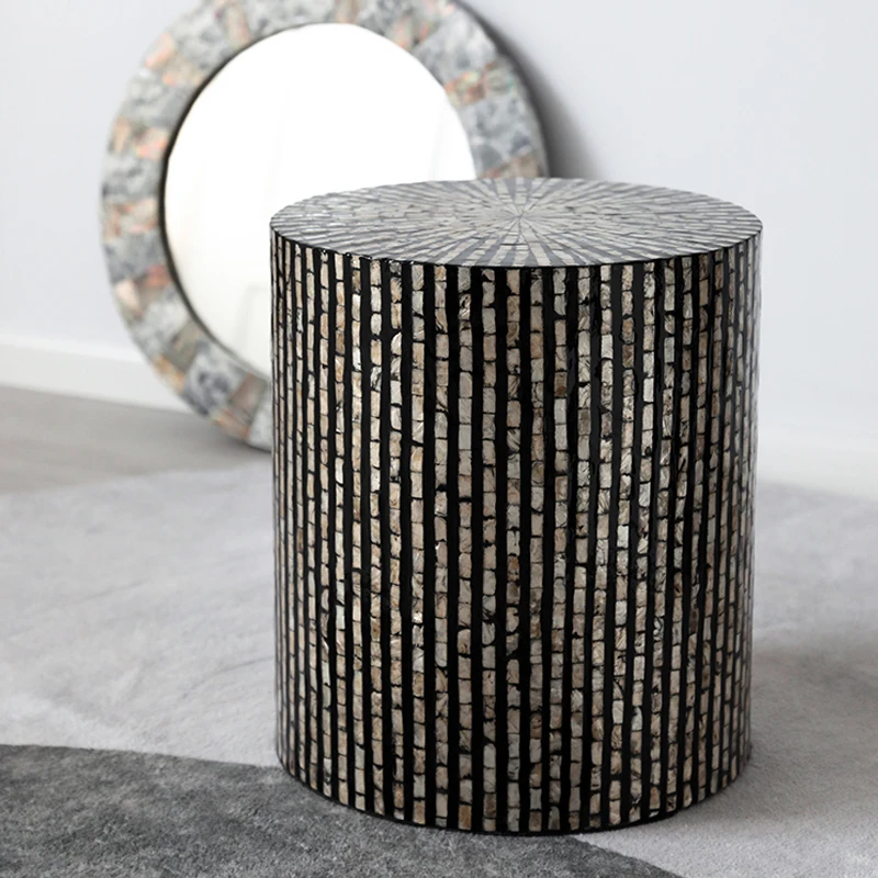 ديكور المنزل الإبداعية قذيفة طاولة جانبية الطابق ديكور غرفة المعيشة أريكة طاولة شاي هووسورمينغ هدايا صغيرة مستديرة خمر طاولات القهوة #4