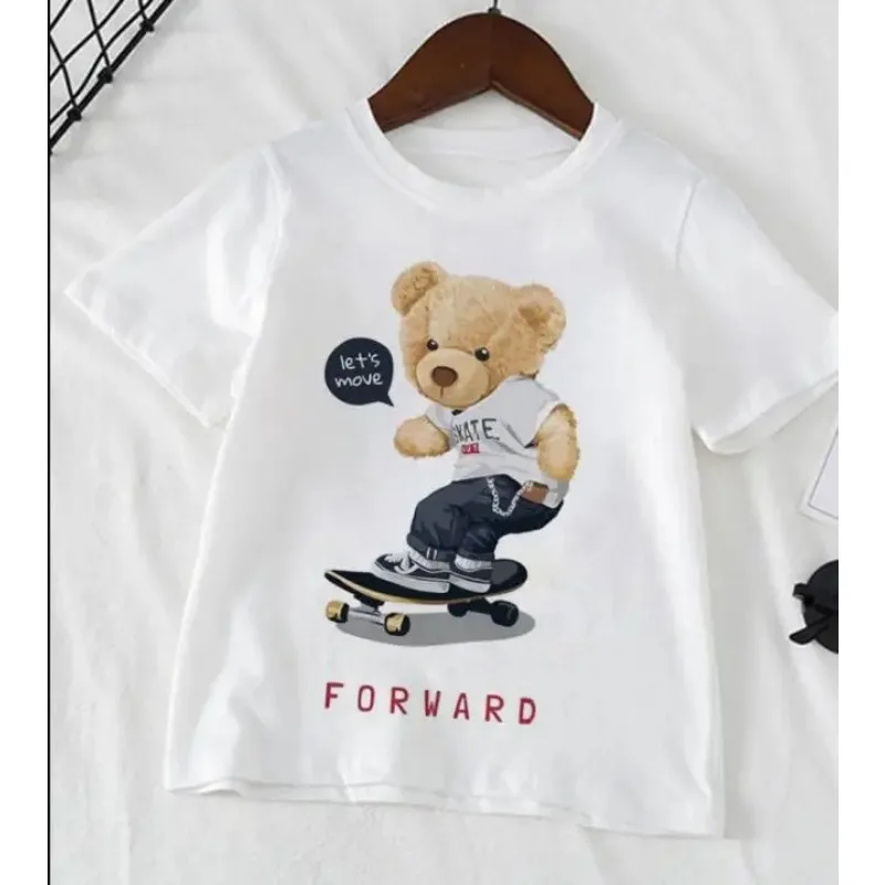 子供用の通気性のあるスウェットシャツ,クマのプリントが施された通気性のあるTシャツ,女の子用のトップス,韓国版,春と秋の最新スタイル