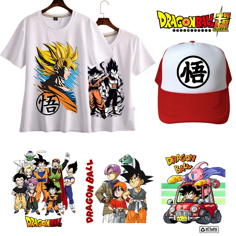 Dragons Ball Heat Transfer Stickers T-Shirt Hat DIY Cute Anime Figure Goku Patches Iron on Patches Decal Appliqu Birthday Gift