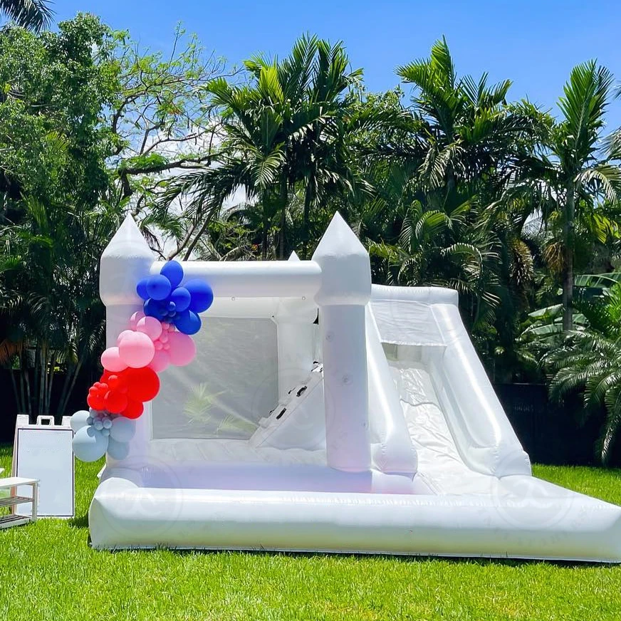 

Inflatable Bounce House Jumping Bouncy Castle Inflatable White Bounce House with Slide