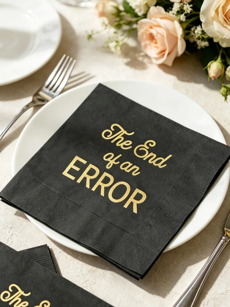 Funny End of an Error Divorce Napkins Custom Foil Printed Cocktail Napkins Disposable Paper Napkins For Divorce Breakup Party