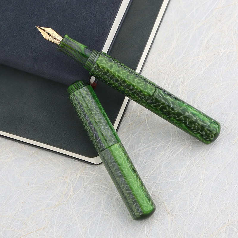 Mini stylo plume portable Majohn Wancai en résine, stylo à encre courte Palm, Iridium vert et blanc, plume F, 0.5mm, coffret cadeau de bureau d'écriture