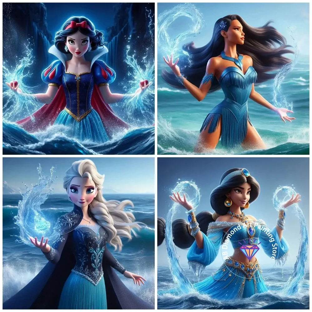 

Snow White Jasmine Elsa AB Diamond Painting Kit Square Round Diamond 5D DIY Cross Embroidery Handmade Art Adult Gift Home Decor