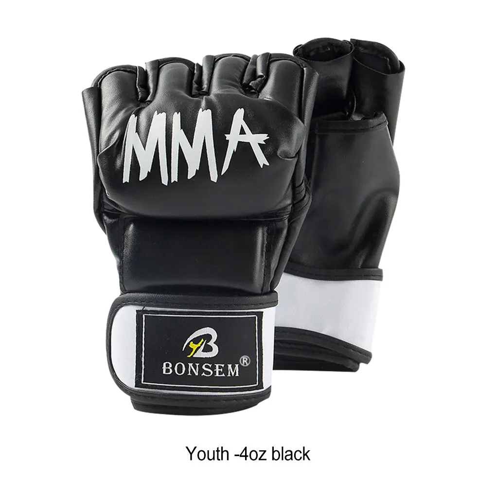 قفازات ملاكمة نصف إصبع قابلة للتعديل لأداء معزز، قفازات قتالية مصممة بشكل مريح للبالغين -10 أونصة باللون الأحمر