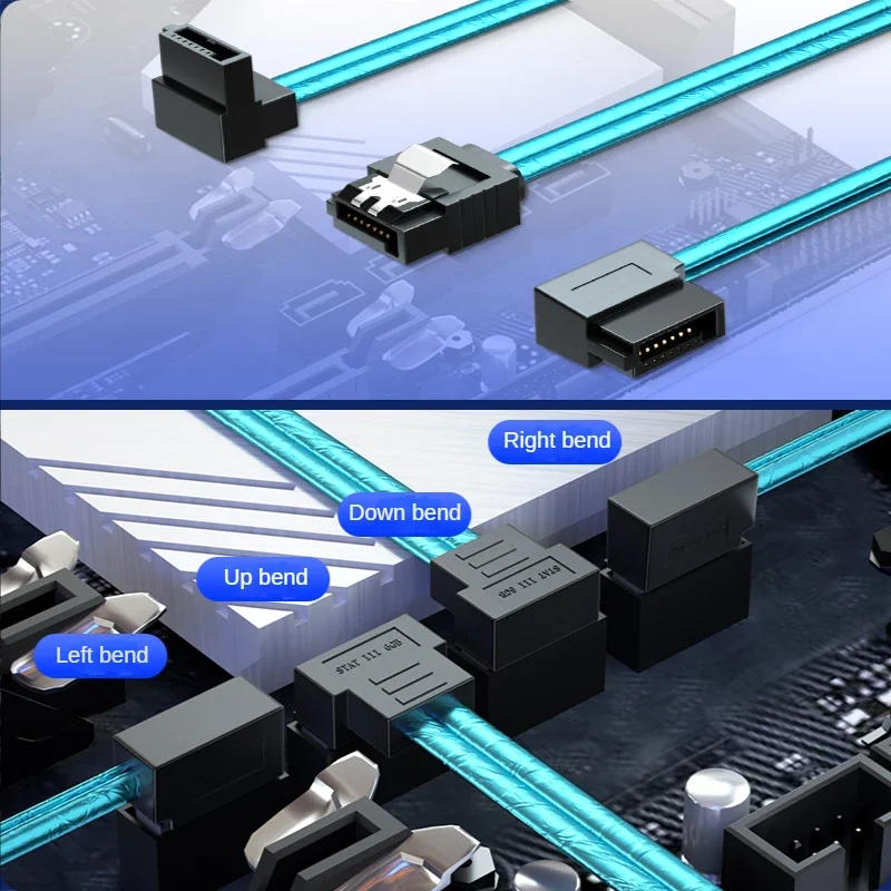 Kabel do szybkiego ładowania dysku twardego SATA 3.0 Elbow SATA 3 6 Gb/s Proste w górę w dół Lewy prawy kąt 90 do dysku twardego HDD