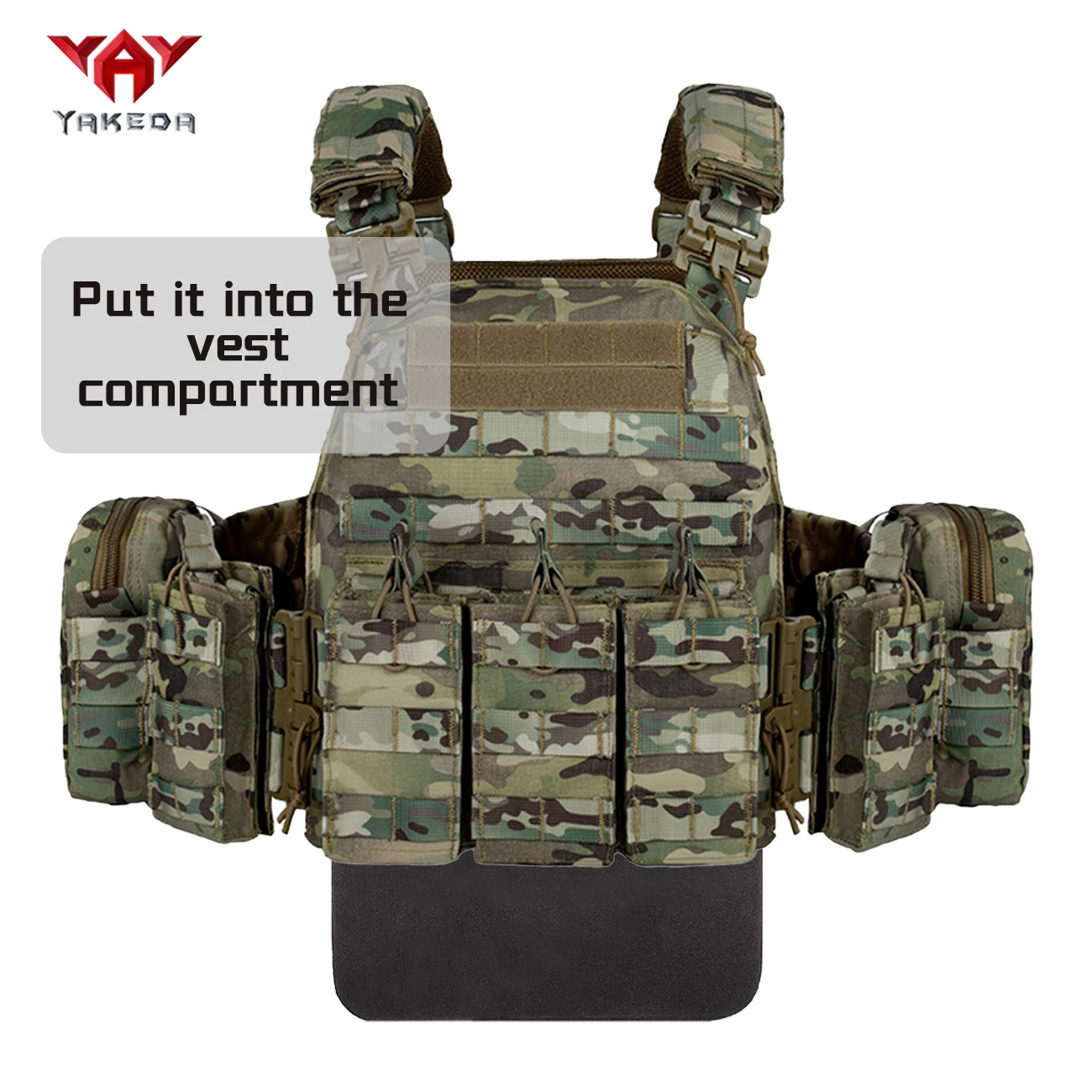YAKEDA one click quick release hunting triple equipment bag vest set MOLLE expansion modular vest with EVA insert board * 2