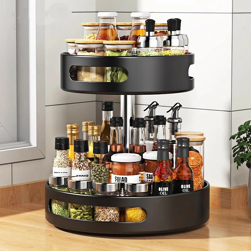 

Kitchen Rotating Seasoning Shelf Modern Simple Wind Kitchen Finishing Rack Household Seasoning Round Storage Shelf