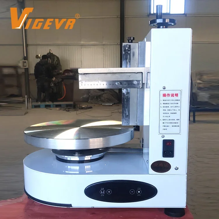 Vigevr oem automatic round birthday making cake cream frosting icing coating scraper spreader spreading smoothing machine