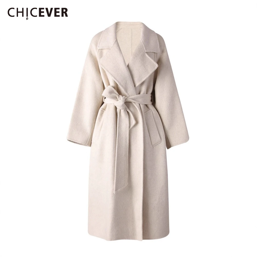 

CHICEVER Apricot Spliced Lace Up Jacket Female Lapel Long Sleeve Slimming Elegant Normcore Women's Jackets Autumn Style Fashion