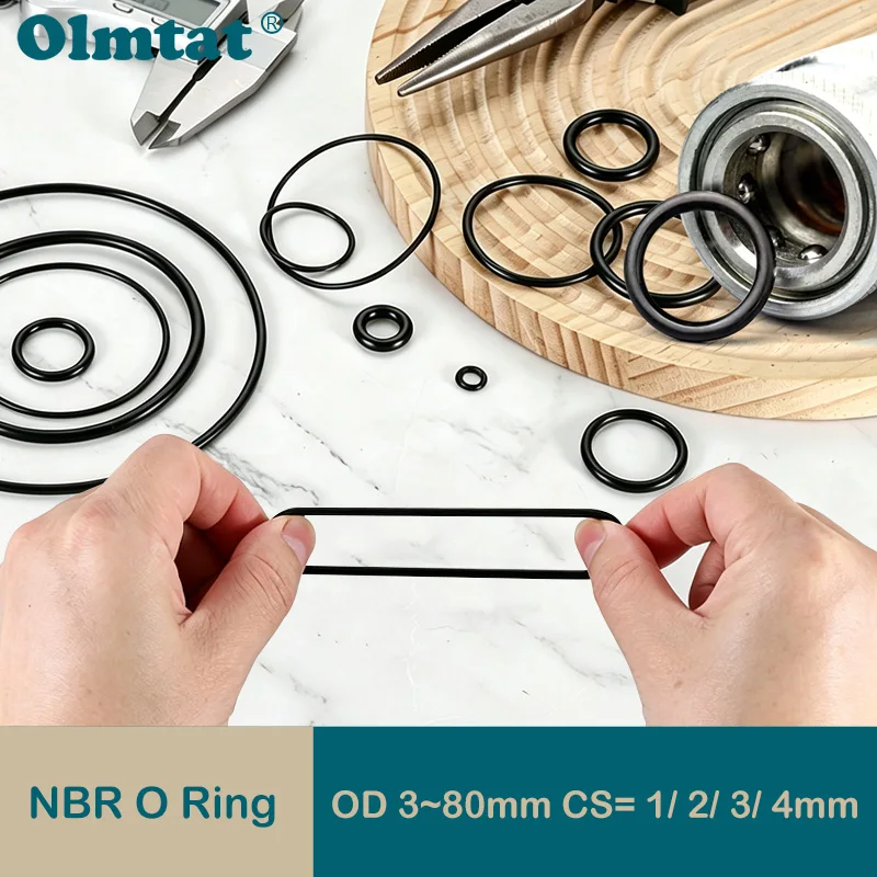 NBR O Ring Seal Gasket Thickness OD 3~80mm CS 1 2 3 4mm Nitrile Butadiene Rubber Spacer Oil Resistance Washer Round Shape 50pcs