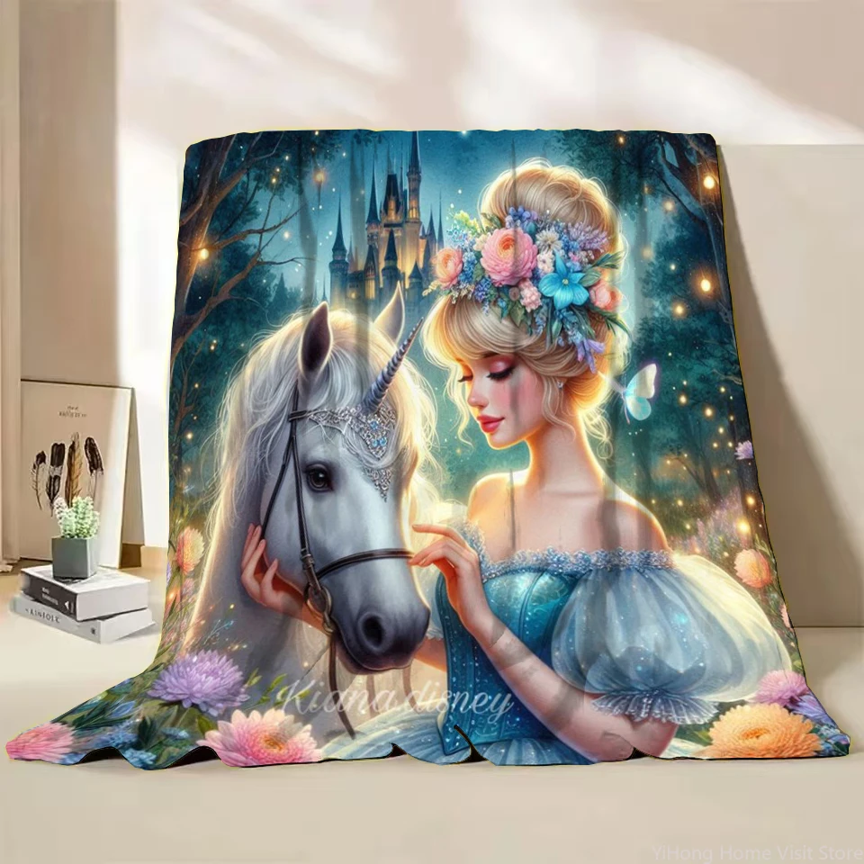 

Disney Cinderella Printed Flannel Thin Blanket King Size Luxury Winter Throw Travel Blankets for Children Sofa Fashion Gift