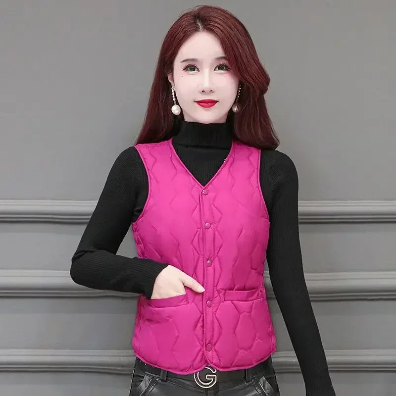 New 2023 Women Ultra Light Down Cotton Vests Slim Sleeveless Jacket Portable Girl Lightweight Cotton Windproof Waistcoat