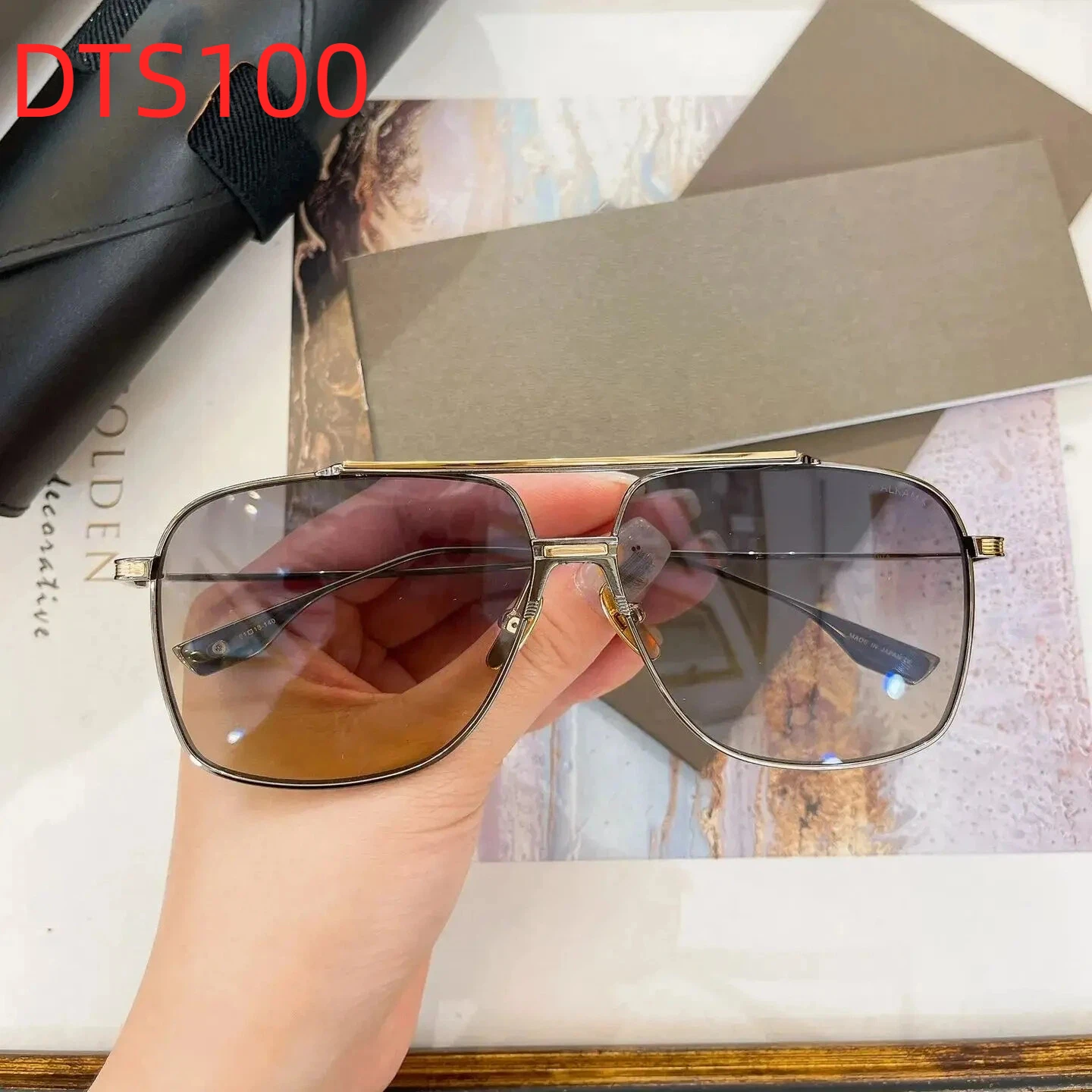 

New DT ALKAMX DTS100 Popular Retro Alloy Frame Womens Sunglasses UV400 Polarized Driving Anti-Glare Men's Sun Glasses With Box