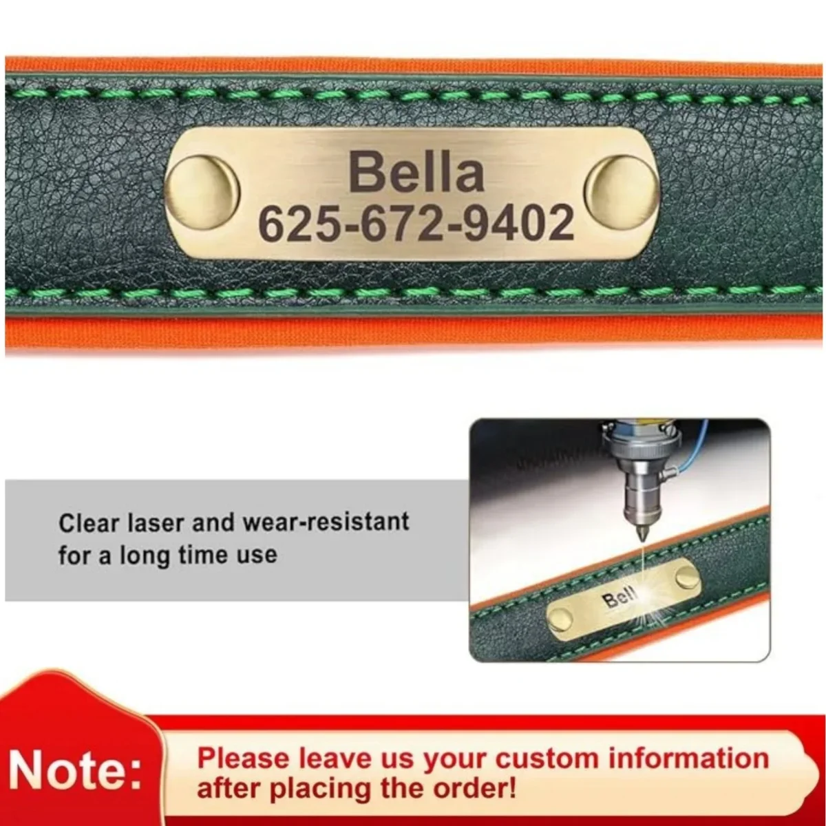 Customized Leather Dog Collar Leash Soft Padded Leather Collar For Small Medium Large Dogs Pug With Free Engraved Nameplate