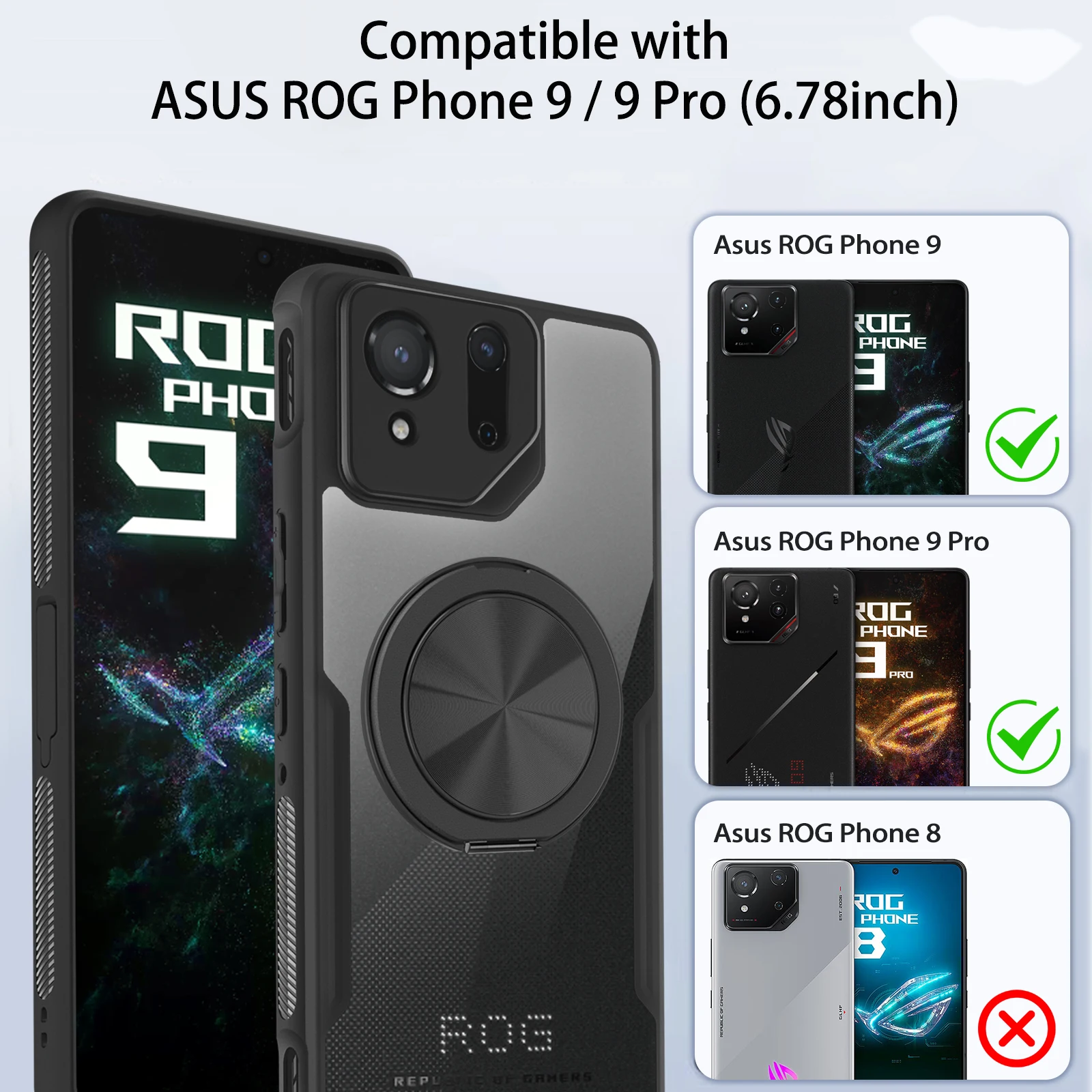 

Чехол для телефона ASUS ROG 9, подушка безопасности, противоударный ПК + рамка из ТПУ, прозрачный устойчивый к царапинам чехол с приподнятой защитой для объектива и царапин