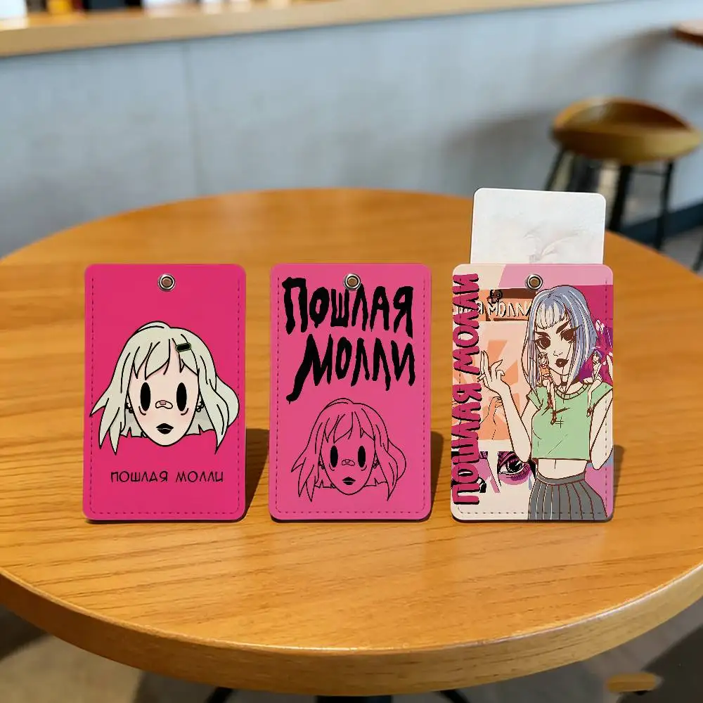 

P-Poshlaya Molly Band Music P w School rectangular keychain Bus house access card protective cover PU leather ID Best sellers