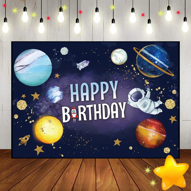 

Rocket Custom Birthday Backdrop Decoration Background Photography Backdrops Cartoon Party Photo Baby Shower Banner Astrology