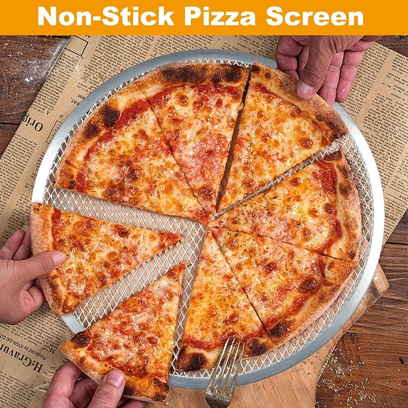 8/10/12/14Round Pizza Baking Tray DIY Pizza Screen Baking Tray Metal Net Non-stick Mold For Oven Seamless Aluminum Pizza Screen