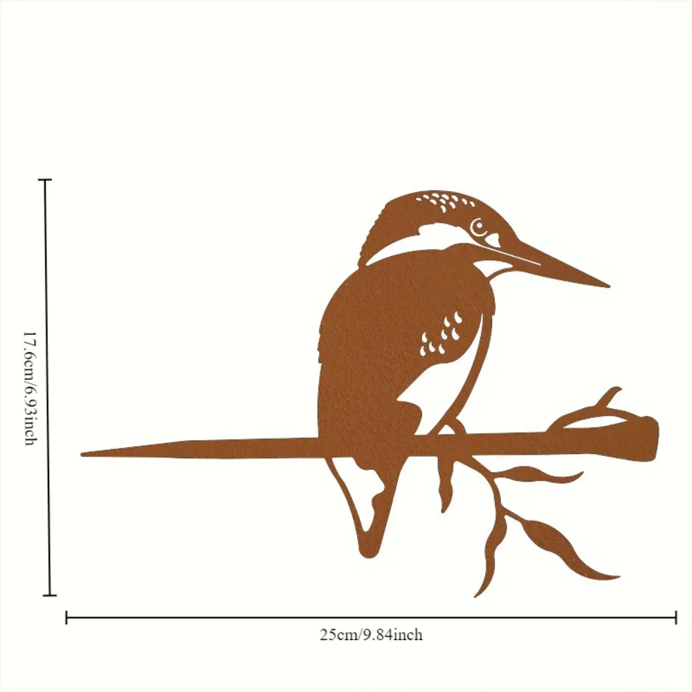 Delightful Bird Iron Art Silhouette – Pleasing Garden and Courtyard. Cheerful Wooden Stake for Outdoor Fence Delight.