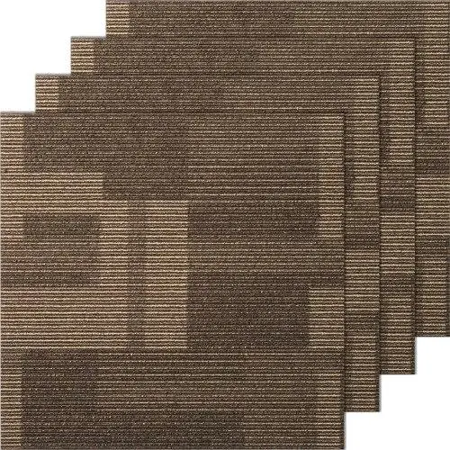 24x24 Reusable Carpet Tiles with Padding, Soft DIY for bedroom & Living Room - 24 Mixed Brown Tiles