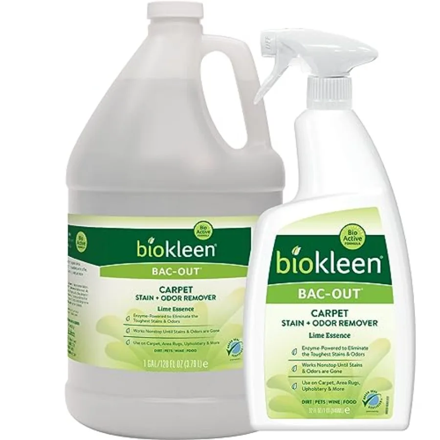 

Средство для удаления пятен Bac-Out для ковров и одежды - 32 унции и 1 галлон (для пополнения) - Ферментное, для пятен от домашних животных, белья, подгузников, вина, ковров