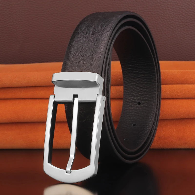 Hoge Kwaliteit Leisure Pin Gesp Cowboy Riem Mannen Mode Lederen Riem Zwart Designer Volnerf Tailleband Cintos Masculinos