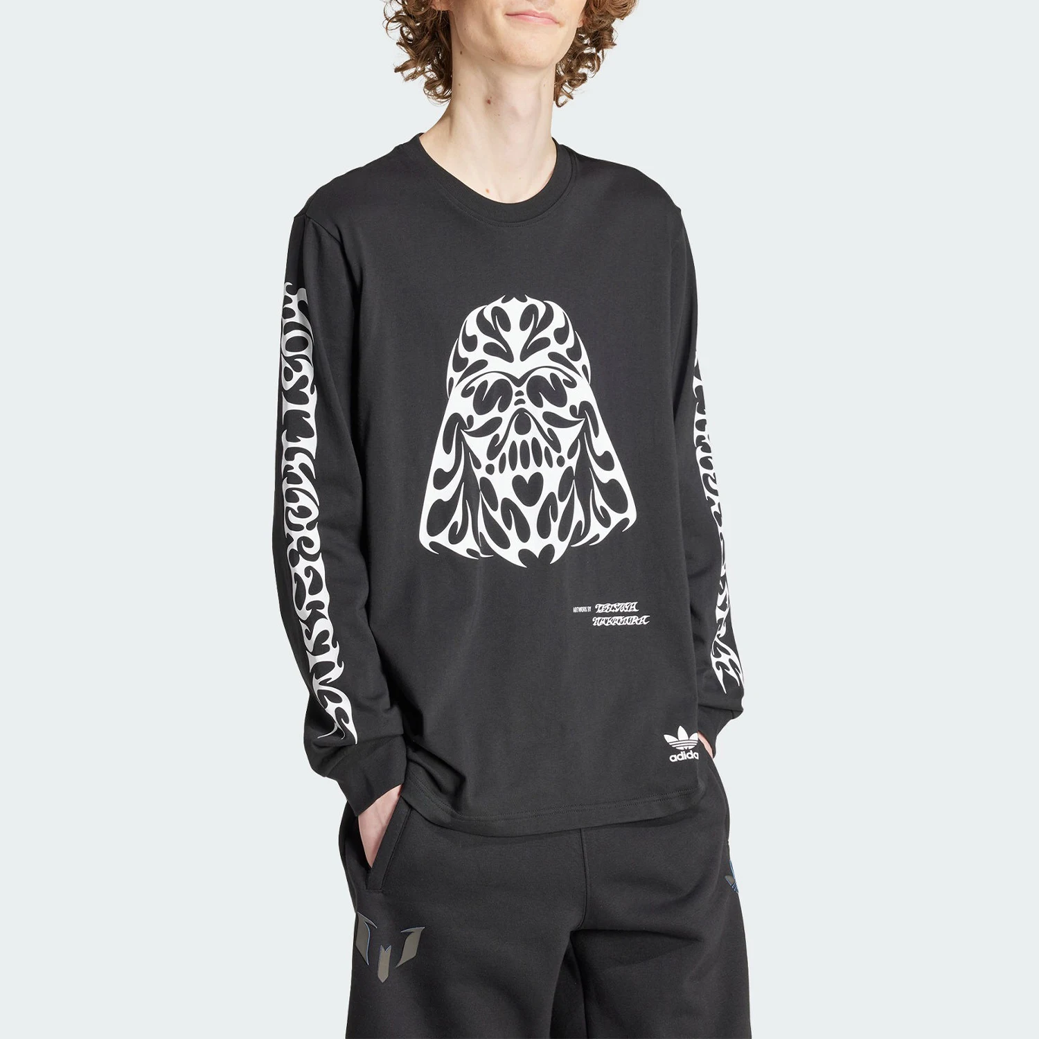 تي شيرت أديداس ثلاثي الخطوط للرجال كاجوال بأكمام طويلة قابل للتنفس IV9471