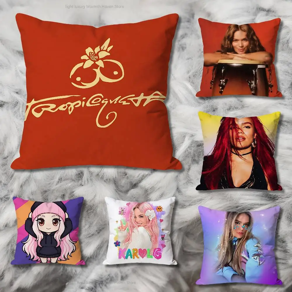 

K-Karol G Tropicoqueta Anime Celebrity Merchandise All-Match Printed Pillow Case Sofa Car Office Room Decoration Protector