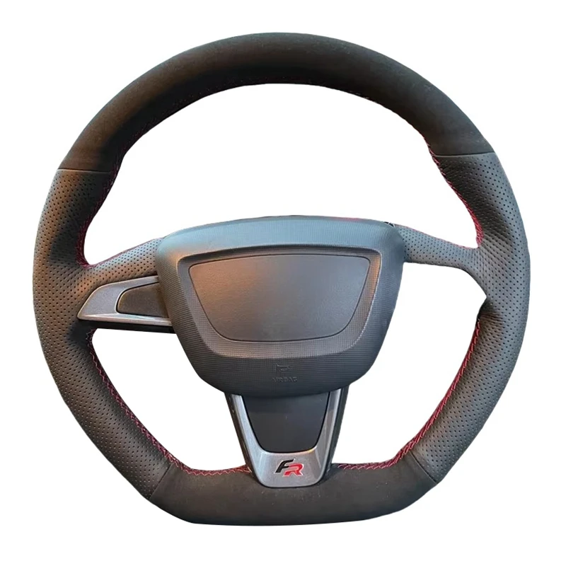 Hand Sewing Soft Suede Car Steering Wheel Cover For Seat Ibiza(6J)(FR/CUPRA) 2015 Mii FR Leather Original Steering Wheel Braid