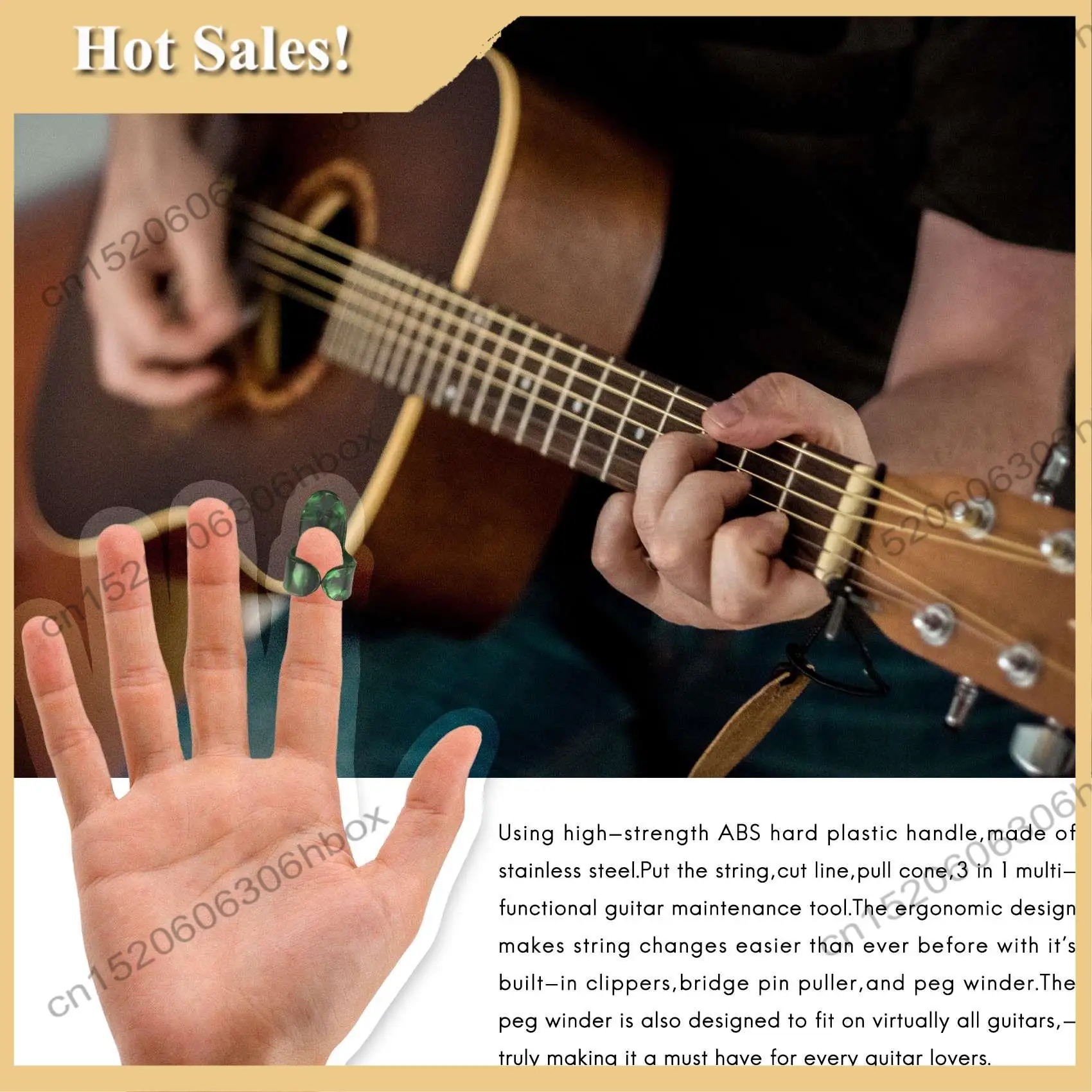 -HOPE 34 Buah Kit Aksesori Gitar Termasuk Pick Gitar, Capo, Senar Gitar Akustik, Penggulung Senar 3 In 1, Pin Jembatan, 6 Senar