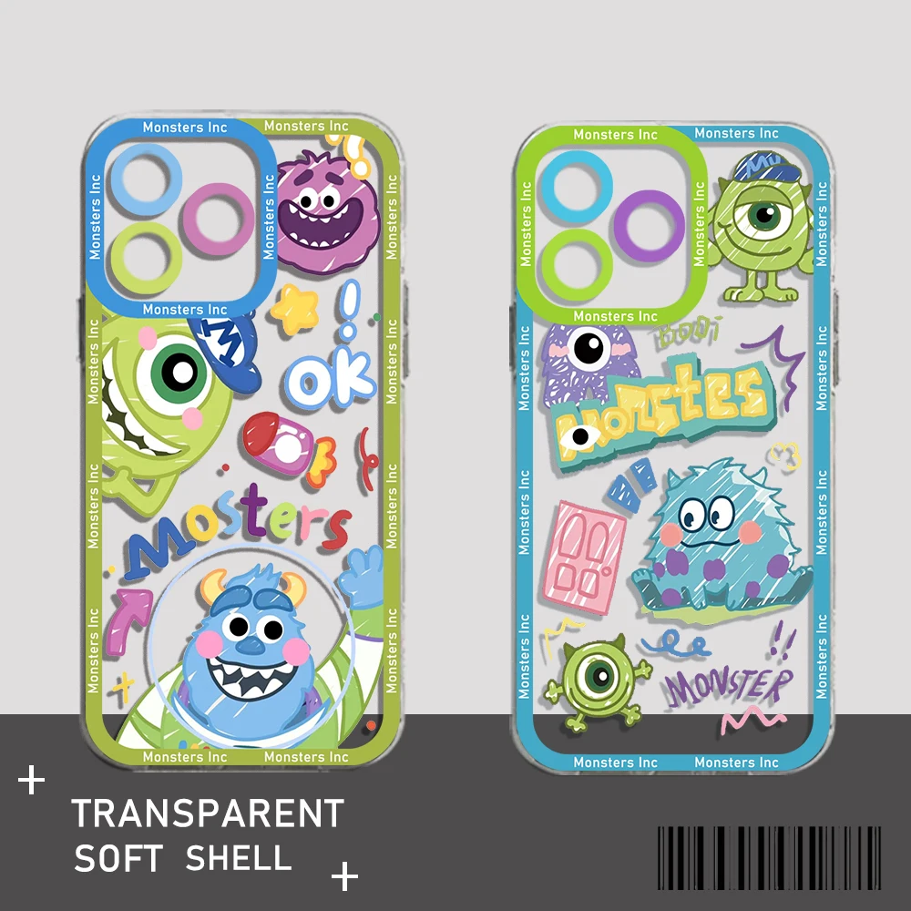 M-monsters Inc Phone Case For Samsung S24 S23 S22 S21 S20 S10 FE Note20 Note10 Plus Ultra Lite 5G Clear Soft TPU Cover