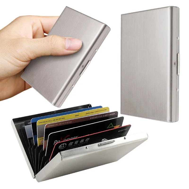 Laser Engraved LOGO Fashion Aluminum Antimagnetic Card Holder Metal Credit Card Business Card Holders Organizer Purse Wallet