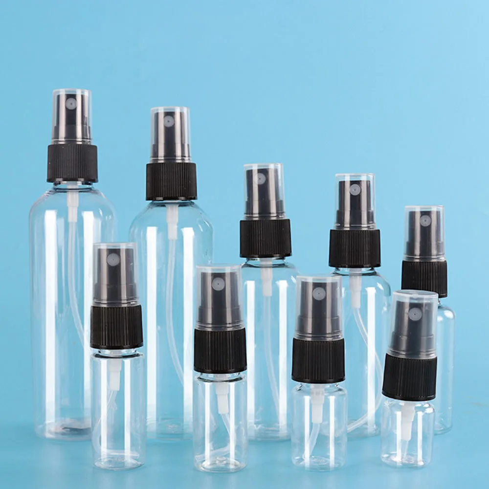 

20/50/100pcs Plastic Spray Bottle Empty Clear Perfume Alcohol Atomizer 20ml 30ml 50ml 100ml Protable Travel bottles Refillable