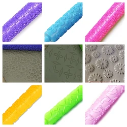Pottery Art Plastic Texture Printing Mud Roll Rolling Pin Clay Polymer Embossing Love Flower Pattern Roller Printing Molds 1PCS