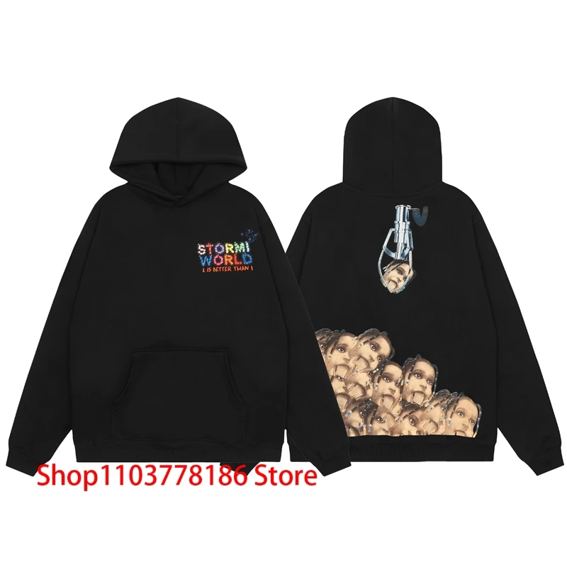 24ss Cactus Jack Hoodie Pullover Cartoon Doll Machine Print Loose Hooded Sweatshirt American High Street Winter Tops Men Women