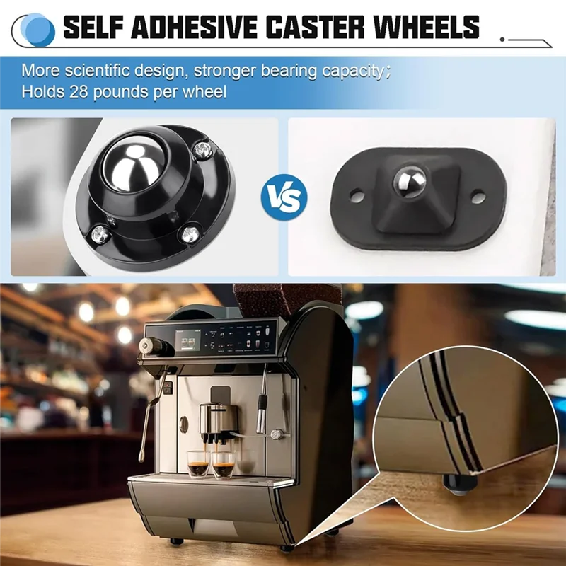 A64Z 16Pcs1inch Self Adhesive Caster Wheels For Furniture,28LBS Load Capacity, Swivel Wheels For Small Appliance Storage Bins