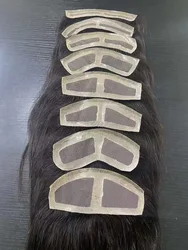 V Loop Injected Silicone Skin Base Men Forehead Toupee 100% Human Hair Single Knots Hairline PU with Lace 2X16cm 15-40cm