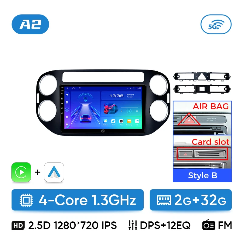 Ainavi autoradio voor Volkswagen VW Tiguan 2006 2010 2016 Golf Plus draadloze Carplay Android Auto autoradio multimediaspeler
