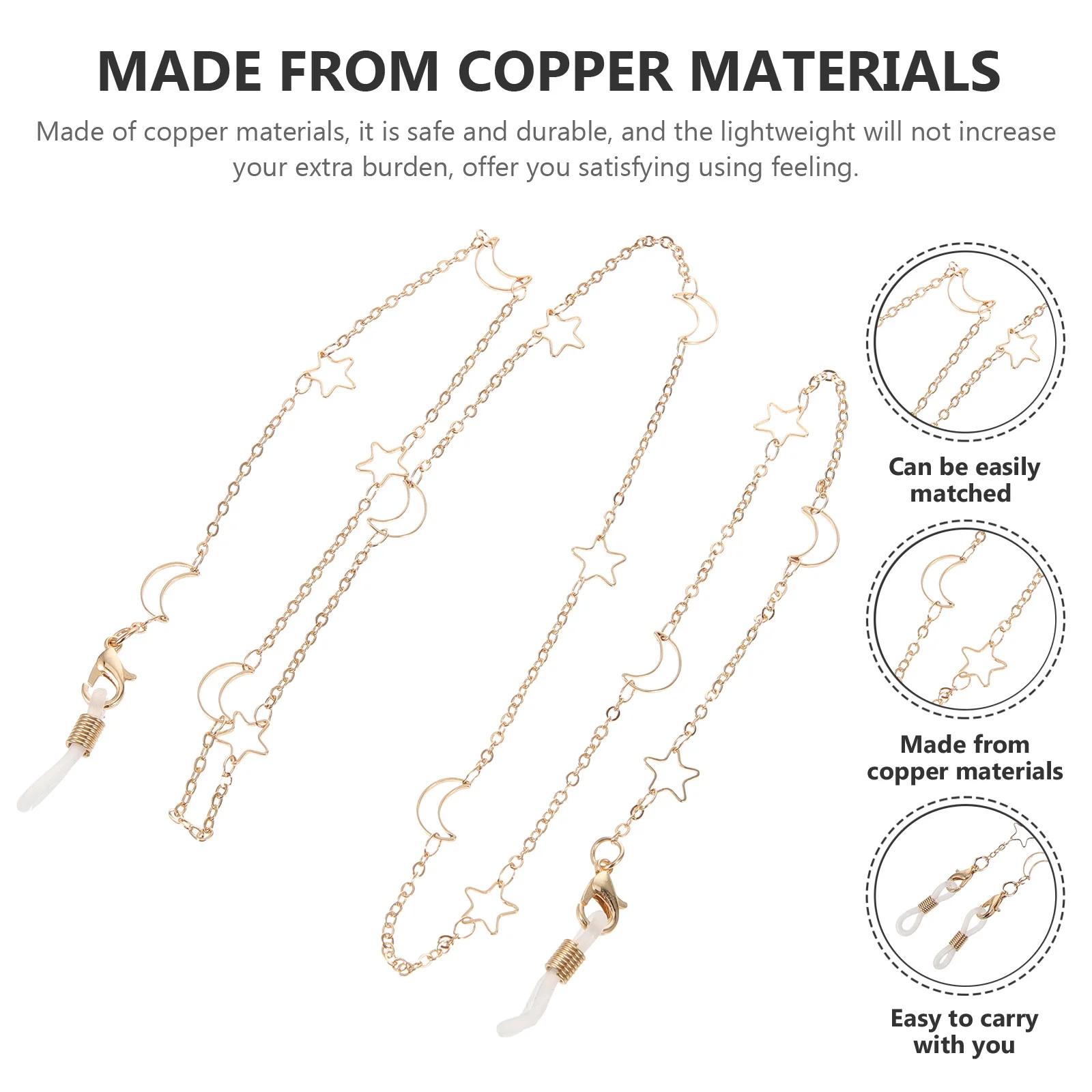 

Stylish Copper Glasses Chain Lightweight Anti-Lost Lanyard for Women Eyewear Holders Neck Straps Glasses Chain