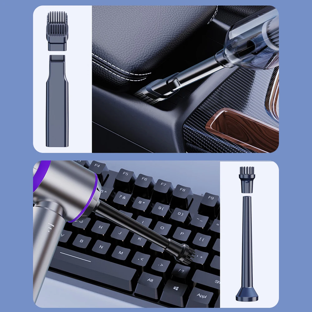 Wireless car vacuum cleaner with four in one brushless motor for blowing/suction/suction/charging, 15000PA power display