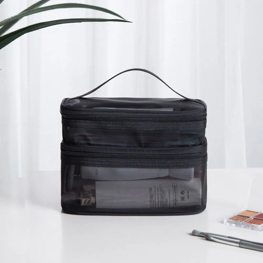 1/2/3 Layers Mesh Cosmetic Bags Cosmetic Case Zipper Cosmetic Storage Bag Multi-Functional Large Capacity
