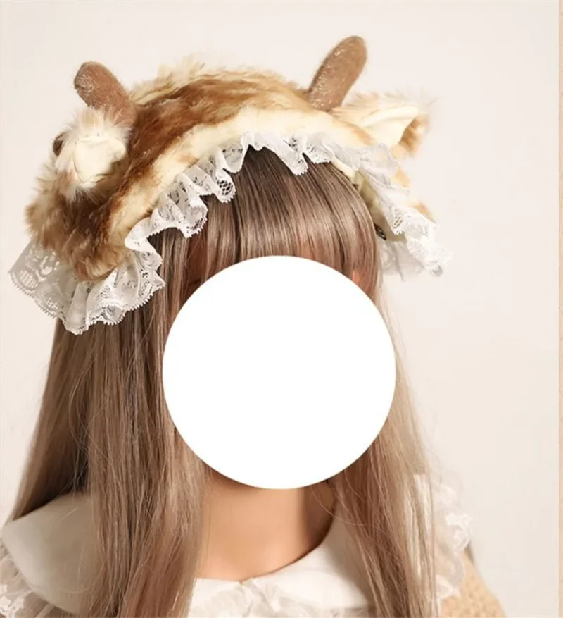 Mori Girl – oreilles de cerf d'élan de noël Lolita, avec bandeau à nœud, pince à cheveux, accessoires pour cheveux KC B1621