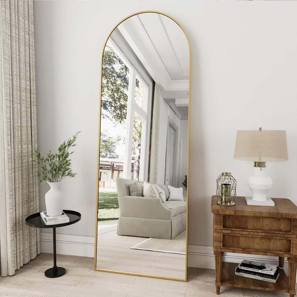 Degfig Arched Full Length Mirror, 58"*18" Floor Standing Mirror, Full Body Mirror with Stand for Living Room, Bedroom, Entryway,