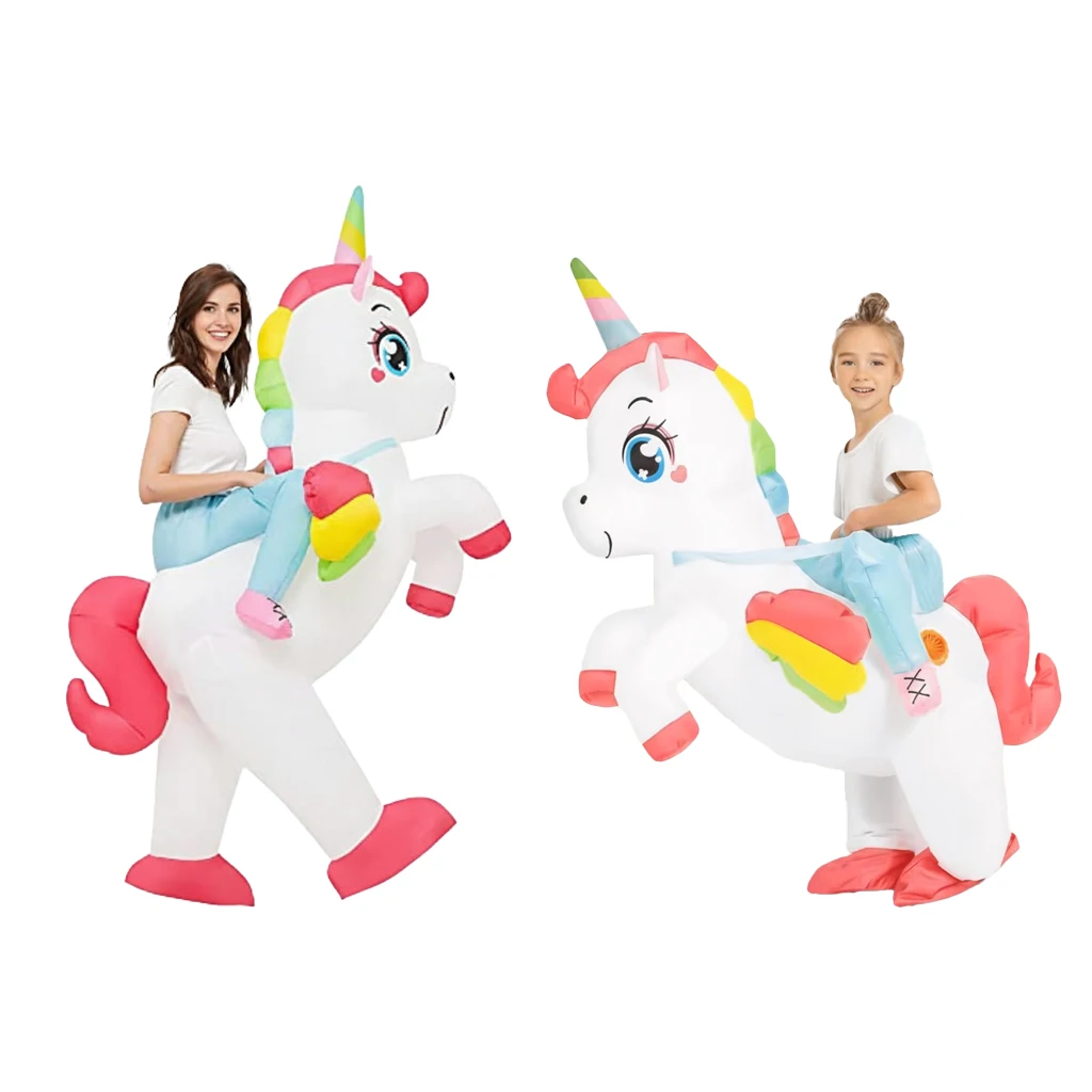 

Adult Kids Inflatable Unicorn Ride On Costume Funny Blow Up Suit Inflatable Toy Holiday Gift Cosplay Party Outfit